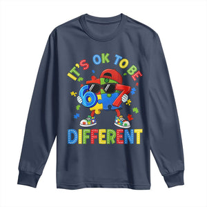 Six Seven Autism Awareness Long Sleeve Shirt It Is Ok To Be Different 67 Meme Puzzle TS11 Navy Print Your Wear
