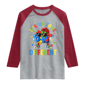 Six Seven Autism Awareness Raglan Shirt It Is Ok To Be Different 67 Meme Puzzle TS11 Heather Gray Heather Red Print Your Wear