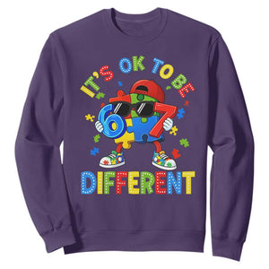 Six Seven Autism Awareness Sweatshirt It Is Ok To Be Different 67 Meme Puzzle TS11 Purple Print Your Wear