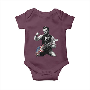 Abraham Lincoln Playing Guitar Vintage American Flag Baby Onesie TS11 Maroon Print Your Wear