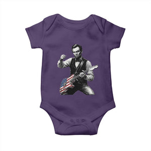 Abraham Lincoln Playing Guitar Vintage American Flag Baby Onesie TS11 Purple Print Your Wear