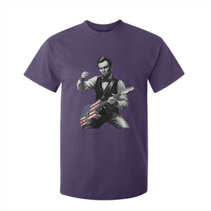 Abraham Lincoln Playing Guitar Vintage American Flag T Shirt For Kid TS11 Purple Print Your Wear