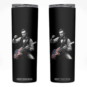 Abraham Lincoln Playing Guitar Vintage American Flag Skinny Tumbler TS11 Black Print Your Wear