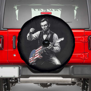 Abraham Lincoln Playing Guitar Vintage American Flag Spare Tire Cover TS11 Black Print Your Wear