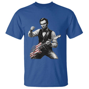 Abraham Lincoln Playing Guitar Vintage American Flag T Shirt TS11 Royal Blue Print Your Wear