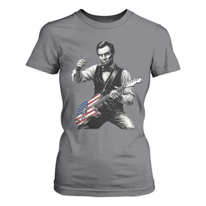 Abraham Lincoln Playing Guitar Vintage American Flag T Shirt For Women TS11 Charcoal Print Your Wear