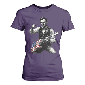 Abraham Lincoln Playing Guitar Vintage American Flag T Shirt For Women TS11 Purple Print Your Wear