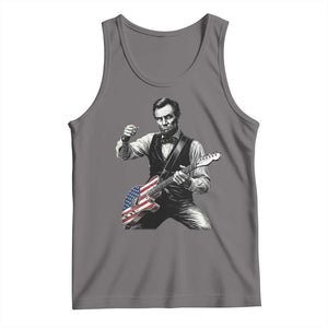 Abraham Lincoln Playing Guitar Vintage American Flag Tank Top TS11 Deep Heather Print Your Wear