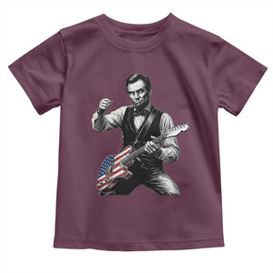 Abraham Lincoln Playing Guitar Vintage American Flag Toddler T Shirt TS11 Maroon Print Your Wear