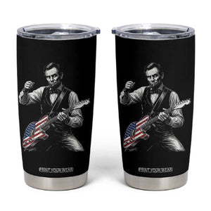 Abraham Lincoln Playing Guitar Vintage American Flag Tumbler Cup TS11 Black Print Your Wear