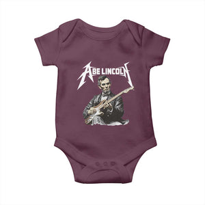 Abe Lincoln Playing Electric Guitar Rocker Baby Onesie TS11 Maroon Print Your Wear
