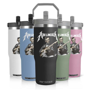 Abe Lincoln Playing Electric Guitar Rocker Flip Straw Tumbler TS11 Print Your Wear