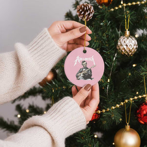 Abe Lincoln Playing Electric Guitar Rocker Ceramic Ornament TS11 1pc Light Pink Print Your Wear