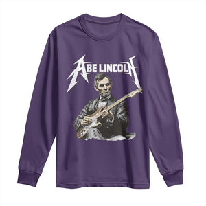 Abe Lincoln Playing Electric Guitar Rocker Long Sleeve Shirt TS11 Purple Print Your Wear