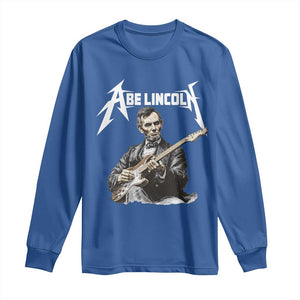 Abe Lincoln Playing Electric Guitar Rocker Long Sleeve Shirt TS11 Royal Blue Print Your Wear