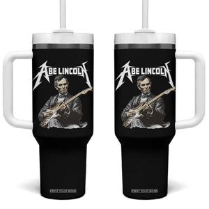 Abe Lincoln Playing Electric Guitar Rocker Tumbler With Handle TS11 One Size: 40 oz Black Print Your Wear