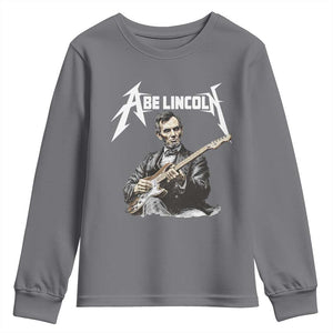 Abe Lincoln Playing Electric Guitar Rocker Youth Sweatshirt TS11 Charcoal Print Your Wear