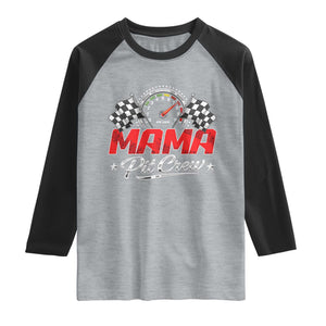 Mama Pit Crew Raglan Shirt Racing Family Matching Mothers Day TS11 Heather Gray Black Print Your Wear