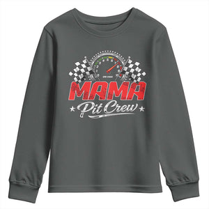 Mama Pit Crew Youth Sweatshirt Racing Family Matching Mothers Day TS11 Dark Heather Print Your Wear