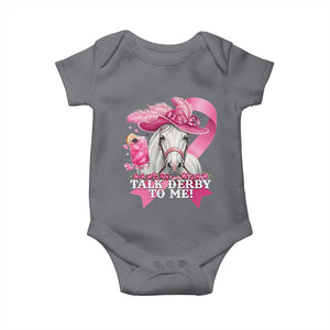 Talk Derby To Me Baby Onesie Funny Horse Racing Oaks Derby Day Pink Ribbon TS11 Charcoal Print Your Wear