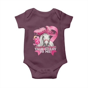 Talk Derby To Me Baby Onesie Funny Horse Racing Oaks Derby Day Pink Ribbon TS11 Maroon Print Your Wear