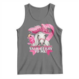 Talk Derby To Me Tank Top Funny Horse Racing Oaks Derby Day Pink Ribbon TS11 Black Heather Print Your Wear