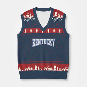 Kentucky V-Neck Knit Sweater Vest Vintage Sports Design Kentuckian KY State TS11 Navy Red Print Your Wear
