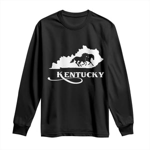Kentucky Horse Map State Derby Day Long Sleeve Shirt TS11 Black Print Your Wear