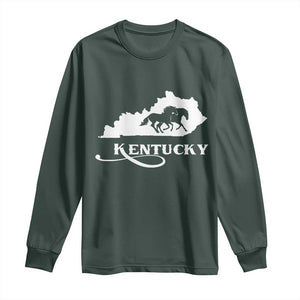 Kentucky Horse Map State Derby Day Long Sleeve Shirt TS11 Dark Forest Green Print Your Wear