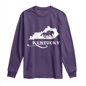 Kentucky Horse Map State Derby Day Long Sleeve Shirt TS11 Purple Print Your Wear