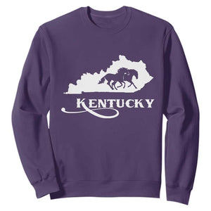 Kentucky Horse Map State Derby Day Sweatshirt TS11 Purple Print Your Wear