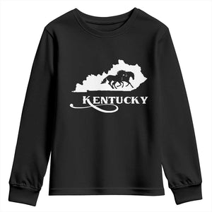 Kentucky Horse Map State Derby Day Youth Sweatshirt TS11 Black Print Your Wear
