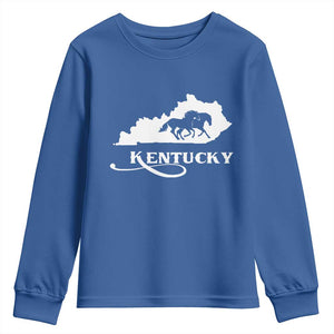 Kentucky Horse Map State Derby Day Youth Sweatshirt TS11 Royal Blue Print Your Wear