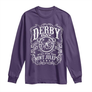 Derby Day Come For The Track Stay For The Mint Juleps Long Sleeve Shirt Horse Racing TS11 Purple Print Your Wear