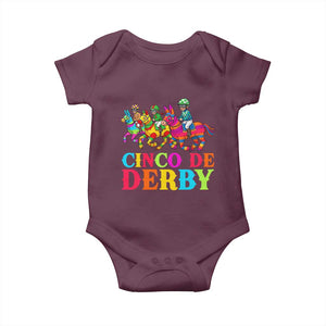 Cinco De Derby Baby Onesie Funny Mexican Derby Pinata Horse Race TS11 Maroon Print Your Wear