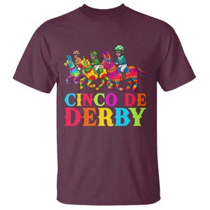 Cinco De Derby T Shirt Funny Mexican Derby Pinata Horse Race TS11 Maroon Print Your Wear