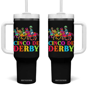 Cinco De Derby Tumbler With Handle Funny Mexican Derby Pinata Horse Race TS11 One Size: 40 oz Black Print Your Wear
