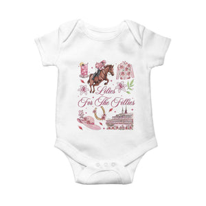 Derby Horse Racing Day Baby Onesie Lilies For The Fillies Stargazer Lily Flower TS11 White Print Your Wear