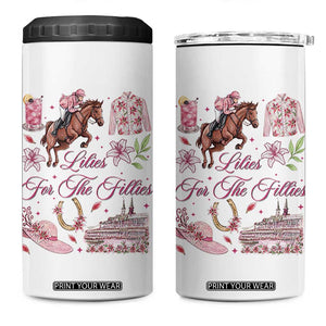 Derby Horse Racing Day 4 in 1 Can Cooler Tumbler Lilies For The Fillies Stargazer Lily Flower TS11 One Size: 16 oz White Print Your Wear