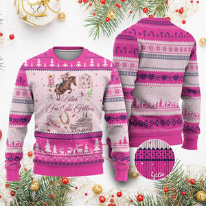 Derby Horse Racing Day Ugly Christmas Sweater Lilies For The Fillies Stargazer Lily Flower TS11 Hot Pink Print Your Wear
