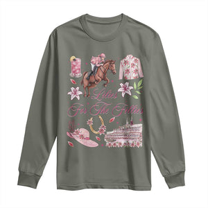 Derby Horse Racing Day Long Sleeve Shirt Lilies For The Fillies Stargazer Lily Flower TS11 Military Green Print Your Wear