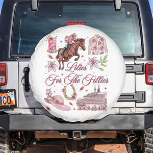 Derby Horse Racing Day Spare Tire Cover Lilies For The Fillies Stargazer Lily Flower TS11 No hole White Print Your Wear