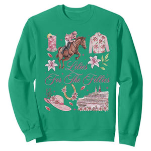 Derby Horse Racing Day Sweatshirt Lilies For The Fillies Stargazer Lily Flower TS11 Irish Green Print Your Wear