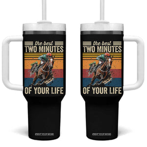 Horse Race Derby Tumbler With Handle The Best Two Minutes Of Your Life TS11 One Size: 40 oz Black Print Your Wear