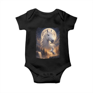 Horse Neighing To The Moon Baby Onesie Vintage 90s Animal Horse Lover Equestrian TS11 Black Print Your Wear
