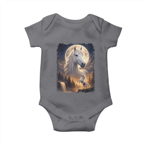 Horse Neighing To The Moon Baby Onesie Vintage 90s Animal Horse Lover Equestrian TS11 Charcoal Print Your Wear