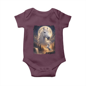 Horse Neighing To The Moon Baby Onesie Vintage 90s Animal Horse Lover Equestrian TS11 Maroon Print Your Wear