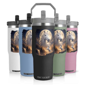 Horse Neighing To The Moon Flip Straw Tumbler Vintage 90s Animal Horse Lover Equestrian TS11 Print Your Wear