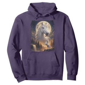 Horse Neighing To The Moon Hoodie Vintage 90s Animal Horse Lover Equestrian TS11 Purple Print Your Wear