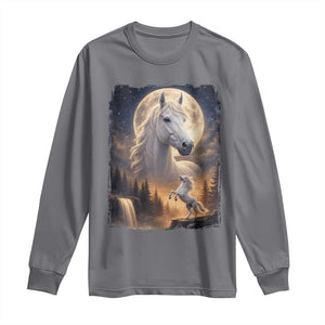 Horse Neighing To The Moon Long Sleeve Shirt Vintage 90s Animal Horse Lover Equestrian TS11 Charcoal Print Your Wear